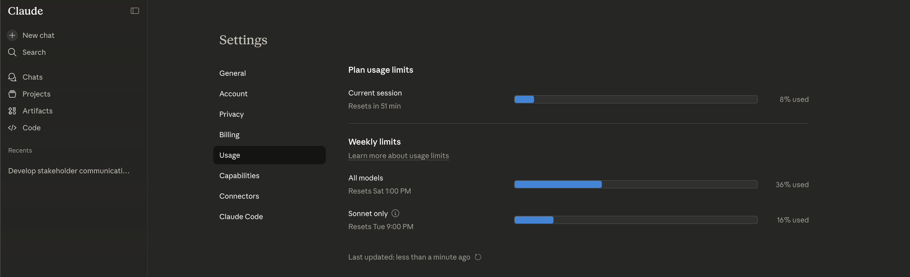 Claude usage limits, resets every few hours and weekly